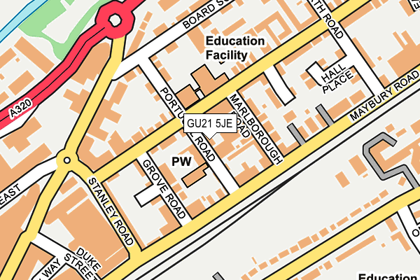 GU21 5JE map - OS OpenMap – Local (Ordnance Survey) GU21 5JE map - OS OpenMap – Local (Ordnance Survey)