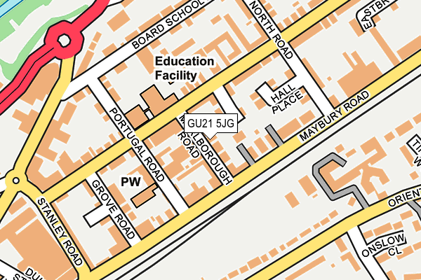 GU21 5JG map - OS OpenMap – Local (Ordnance Survey) GU21 5JG map - OS OpenMap – Local (Ordnance Survey)
