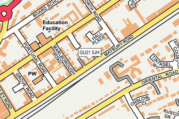 GU21 5JH map - OS OpenMap – Local (Ordnance Survey) GU21 5JH map - OS OpenMap – Local (Ordnance Survey)