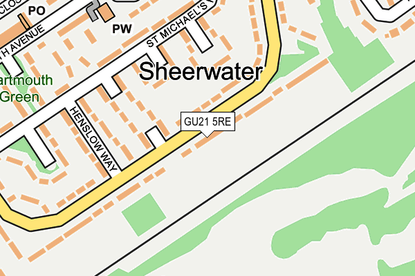 GU21 5RE map - OS OpenMap – Local (Ordnance Survey) GU21 5RE map - OS OpenMap – Local (Ordnance Survey)