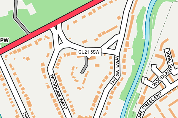 GU21 5SW map - OS OpenMap – Local (Ordnance Survey) GU21 5SW map - OS OpenMap – Local (Ordnance Survey)