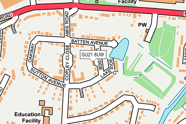 GU21 8UW map - OS OpenMap – Local (Ordnance Survey) GU21 8UW map - OS OpenMap – Local (Ordnance Survey)
