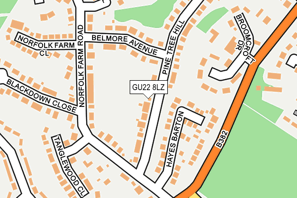 GU22 8LZ map - OS OpenMap – Local (Ordnance Survey) GU22 8LZ map - OS OpenMap – Local (Ordnance Survey)