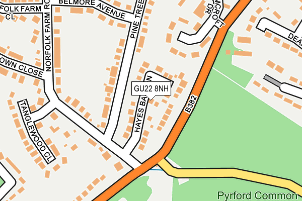 GU22 8NH map - OS OpenMap – Local (Ordnance Survey) GU22 8NH map - OS OpenMap – Local (Ordnance Survey)