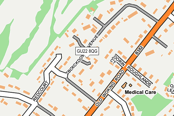 GU22 8QG map - OS OpenMap – Local (Ordnance Survey) GU22 8QG map - OS OpenMap – Local (Ordnance Survey)