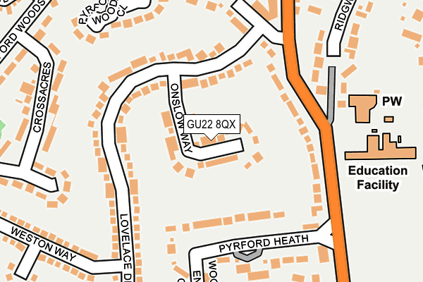 GU22 8QX map - OS OpenMap – Local (Ordnance Survey) GU22 8QX map - OS OpenMap – Local (Ordnance Survey)