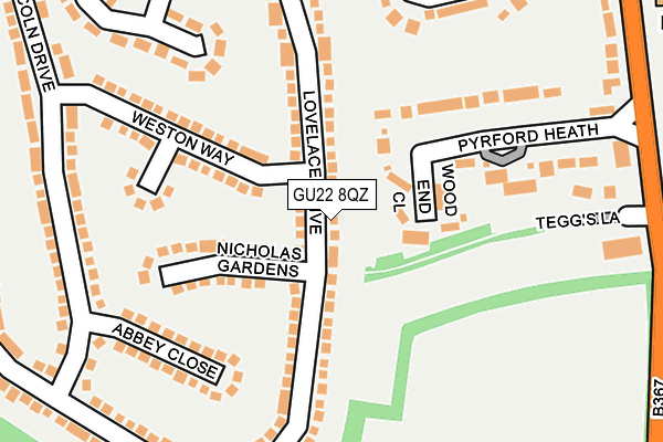 GU22 8QZ map - OS OpenMap – Local (Ordnance Survey)