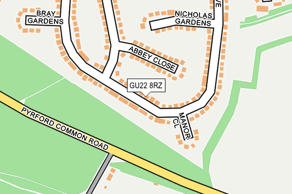 GU22 8RZ map - OS OpenMap – Local (Ordnance Survey) GU22 8RZ map - OS OpenMap – Local (Ordnance Survey)