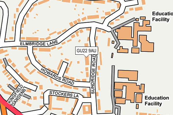 GU22 9AU map - OS OpenMap – Local (Ordnance Survey) GU22 9AU map - OS OpenMap – Local (Ordnance Survey)