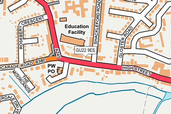 GU22 9ES map - OS OpenMap – Local (Ordnance Survey) GU22 9ES map - OS OpenMap – Local (Ordnance Survey)