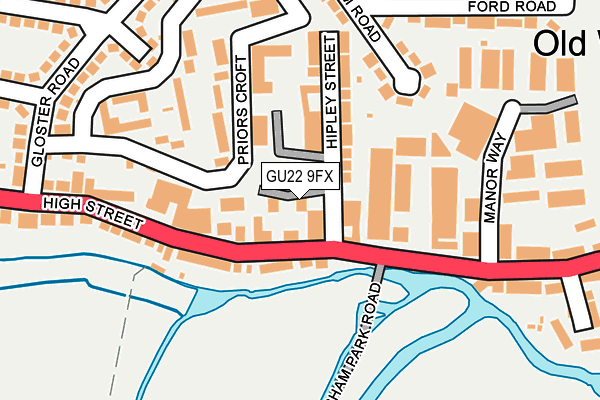 GU22 9FX map - OS OpenMap – Local (Ordnance Survey) GU22 9FX map - OS OpenMap – Local (Ordnance Survey)