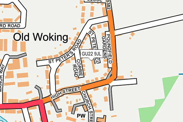 GU22 9JL map - OS OpenMap – Local (Ordnance Survey)