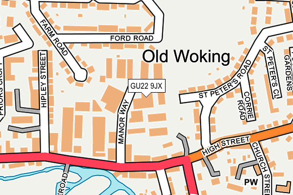 GU22 9JX map - OS OpenMap – Local (Ordnance Survey) GU22 9JX map - OS OpenMap – Local (Ordnance Survey)