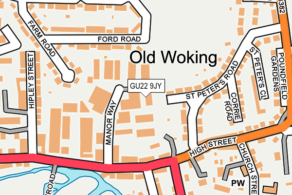 GU22 9JY map - OS OpenMap – Local (Ordnance Survey) GU22 9JY map - OS OpenMap – Local (Ordnance Survey)