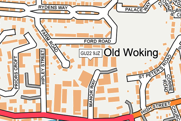 GU22 9JZ map - OS OpenMap – Local (Ordnance Survey) GU22 9JZ map - OS OpenMap – Local (Ordnance Survey)