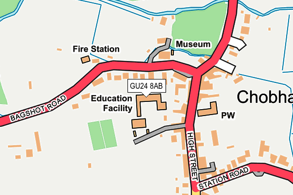GU24 8AB map - OS OpenMap – Local (Ordnance Survey) GU24 8AB map - OS OpenMap – Local (Ordnance Survey)