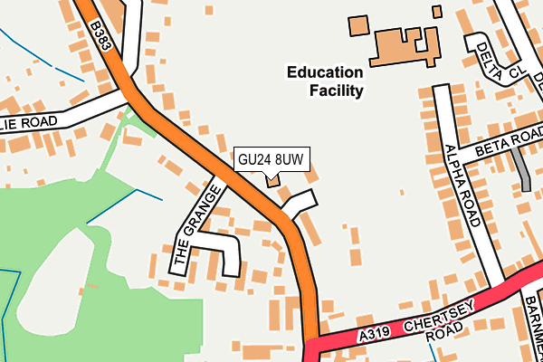 GU24 8UW map - OS OpenMap – Local (Ordnance Survey) GU24 8UW map - OS OpenMap – Local (Ordnance Survey)