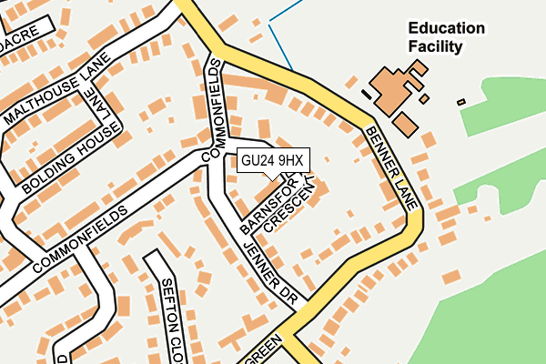 GU24 9HX map - OS OpenMap – Local (Ordnance Survey)