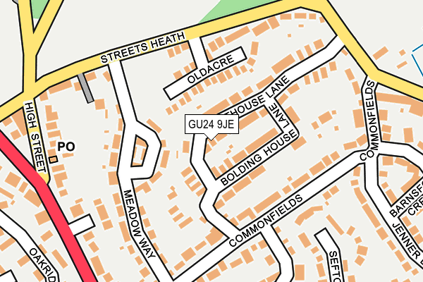 GU24 9JE map - OS OpenMap – Local (Ordnance Survey) GU24 9JE map - OS OpenMap – Local (Ordnance Survey)