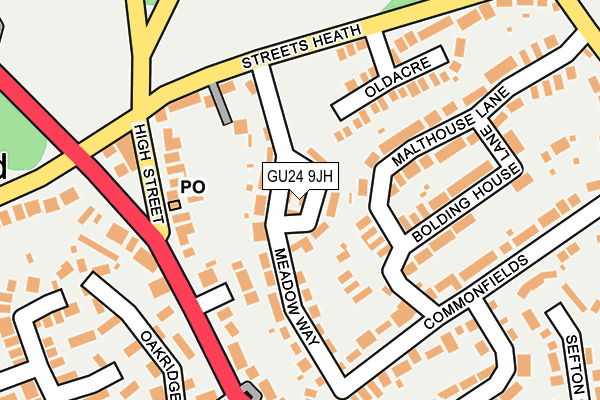 GU24 9JH map - OS OpenMap – Local (Ordnance Survey) GU24 9JH map - OS OpenMap – Local (Ordnance Survey)