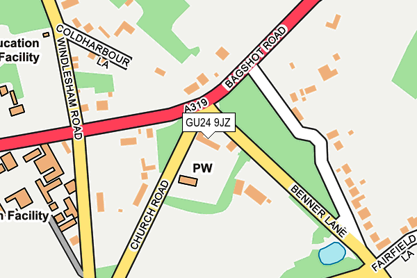 GU24 9JZ map - OS OpenMap – Local (Ordnance Survey) GU24 9JZ map - OS OpenMap – Local (Ordnance Survey)