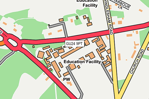 GU24 9PT map - OS OpenMap – Local (Ordnance Survey) GU24 9PT map - OS OpenMap – Local (Ordnance Survey)