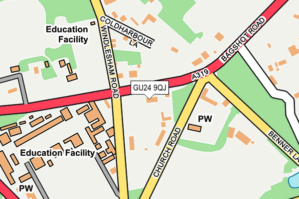 GU24 9QJ map - OS OpenMap – Local (Ordnance Survey)