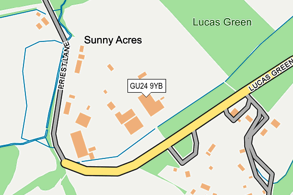 GU24 9YB map - OS OpenMap – Local (Ordnance Survey) GU24 9YB map - OS OpenMap – Local (Ordnance Survey)