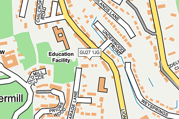GU27 1JG map - OS OpenMap – Local (Ordnance Survey) GU27 1JG map - OS OpenMap – Local (Ordnance Survey)