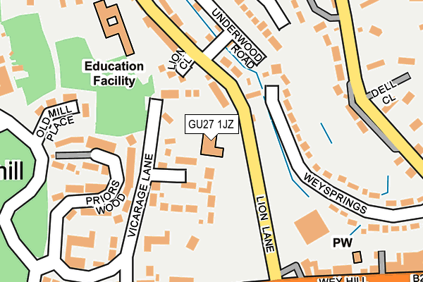 GU27 1JZ map - OS OpenMap – Local (Ordnance Survey) GU27 1JZ map - OS OpenMap – Local (Ordnance Survey)