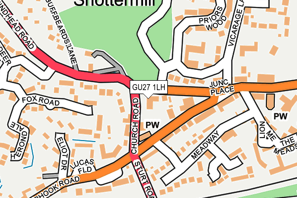 GU27 1LH map - OS OpenMap – Local (Ordnance Survey) GU27 1LH map - OS OpenMap – Local (Ordnance Survey)