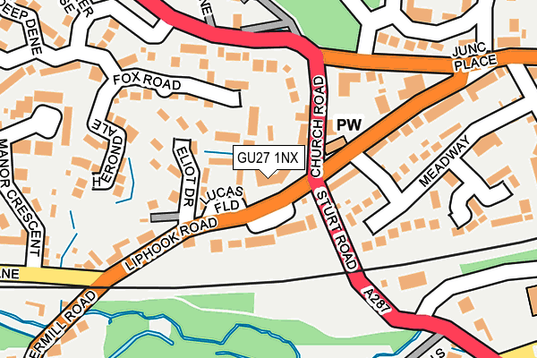 GU27 1NX map - OS OpenMap – Local (Ordnance Survey) GU27 1NX map - OS OpenMap – Local (Ordnance Survey)