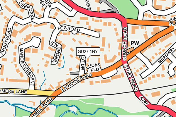 GU27 1NY map - OS OpenMap – Local (Ordnance Survey) GU27 1NY map - OS OpenMap – Local (Ordnance Survey)