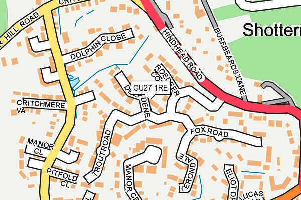 GU27 1RE map - OS OpenMap – Local (Ordnance Survey) GU27 1RE map - OS OpenMap – Local (Ordnance Survey)