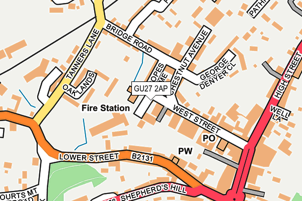 GU27 2AP map - OS OpenMap – Local (Ordnance Survey)