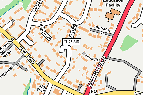GU27 3JR map - OS OpenMap – Local (Ordnance Survey) GU27 3JR map - OS OpenMap – Local (Ordnance Survey)