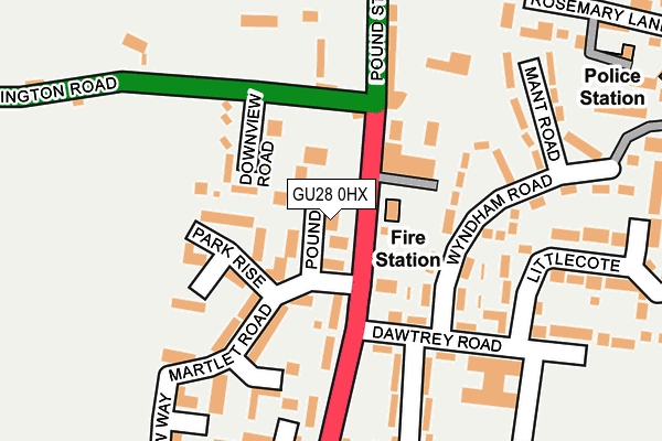 GU28 0HX map - OS OpenMap – Local (Ordnance Survey) GU28 0HX map - OS OpenMap – Local (Ordnance Survey)
