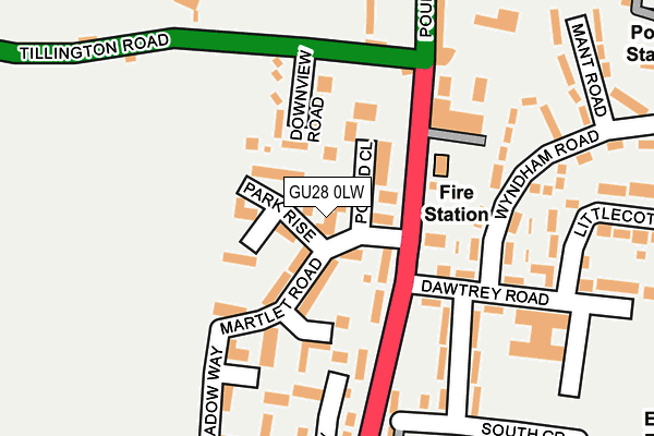 GU28 0LW map - OS OpenMap – Local (Ordnance Survey) GU28 0LW map - OS OpenMap – Local (Ordnance Survey)
