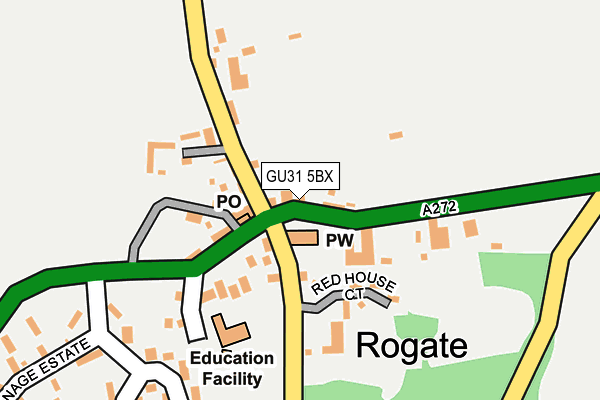 GU31 5BX map - OS OpenMap – Local (Ordnance Survey) GU31 5BX map - OS OpenMap – Local (Ordnance Survey)