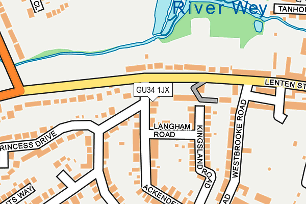 GU34 1JX map - OS OpenMap – Local (Ordnance Survey) GU34 1JX map - OS OpenMap – Local (Ordnance Survey)