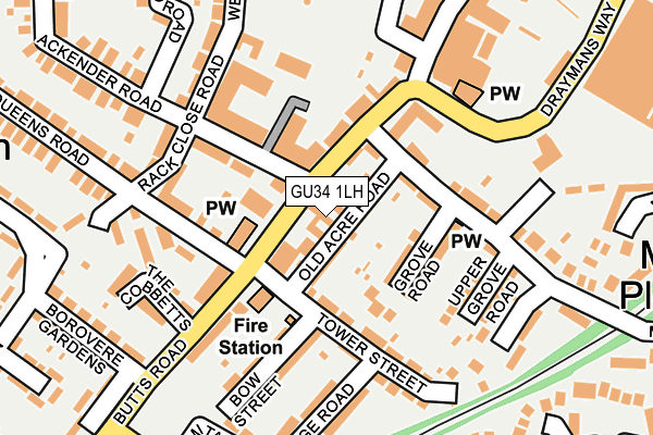 GU34 1LH map - OS OpenMap – Local (Ordnance Survey) GU34 1LH map - OS OpenMap – Local (Ordnance Survey)
