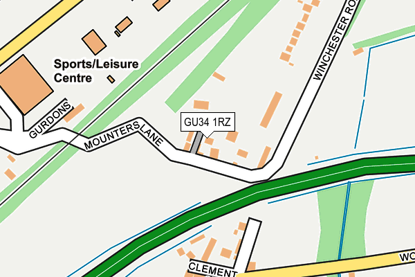 GU34 1RZ map - OS OpenMap – Local (Ordnance Survey)
