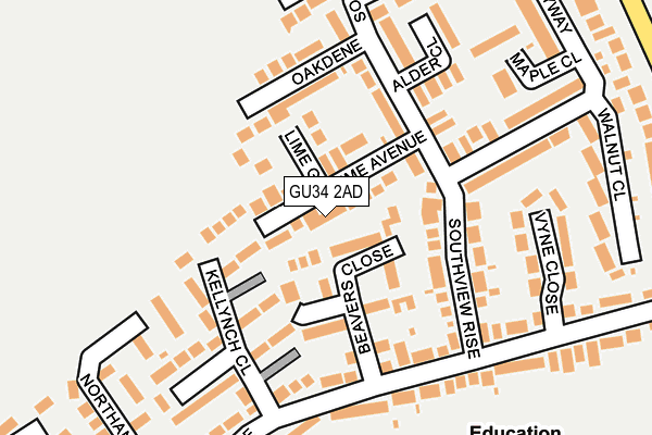 GU34 2AD map - OS OpenMap – Local (Ordnance Survey) GU34 2AD map - OS OpenMap – Local (Ordnance Survey)