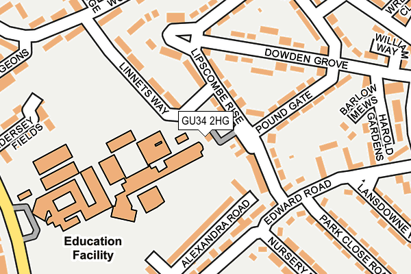 GU34 2HG map - OS OpenMap – Local (Ordnance Survey) GU34 2HG map - OS OpenMap – Local (Ordnance Survey)