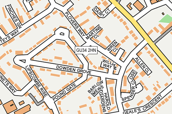GU34 2HN map - OS OpenMap – Local (Ordnance Survey) GU34 2HN map - OS OpenMap – Local (Ordnance Survey)