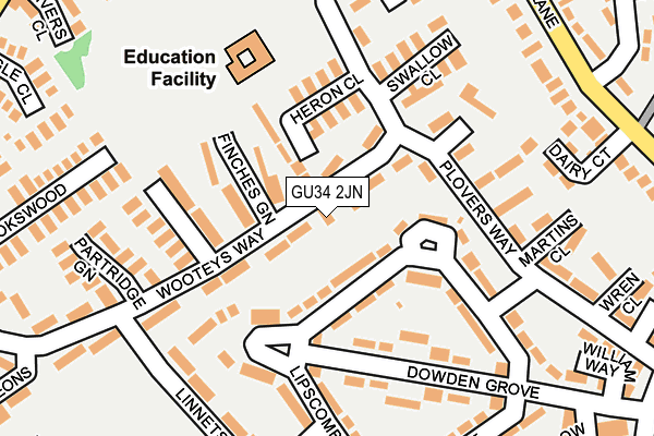 GU34 2JN map - OS OpenMap – Local (Ordnance Survey) GU34 2JN map - OS OpenMap – Local (Ordnance Survey)