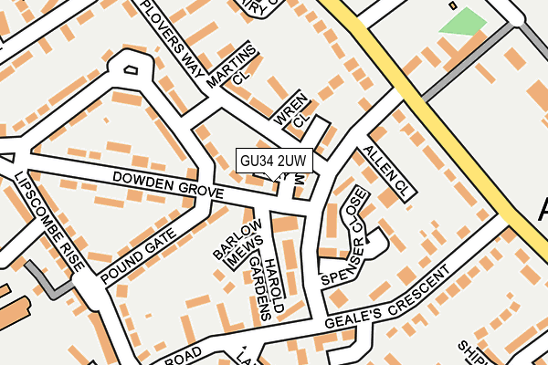 GU34 2UW map - OS OpenMap – Local (Ordnance Survey) GU34 2UW map - OS OpenMap – Local (Ordnance Survey)