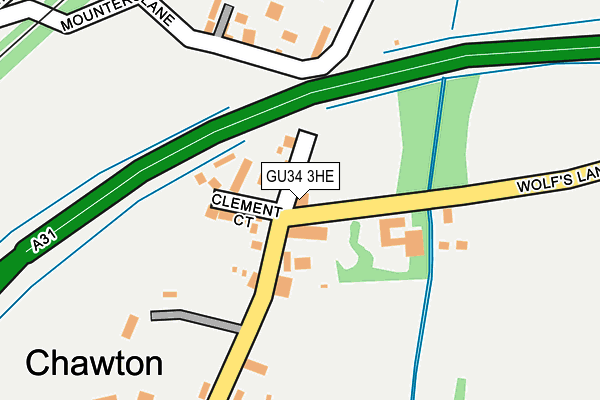 GU34 3HE map - OS OpenMap – Local (Ordnance Survey) GU34 3HE map - OS OpenMap – Local (Ordnance Survey)
