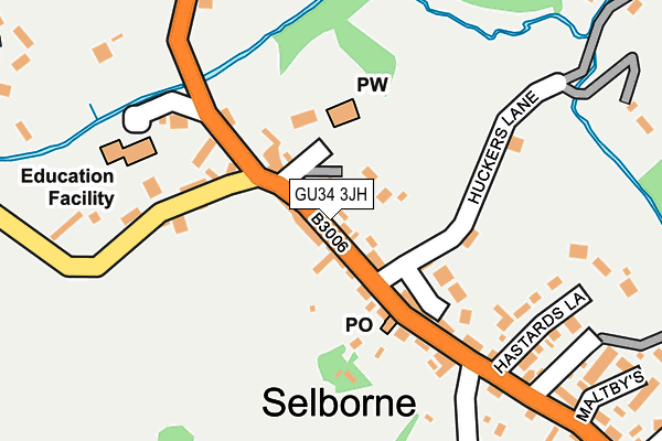 GU34 3JH map - OS OpenMap – Local (Ordnance Survey) GU34 3JH map - OS OpenMap – Local (Ordnance Survey)