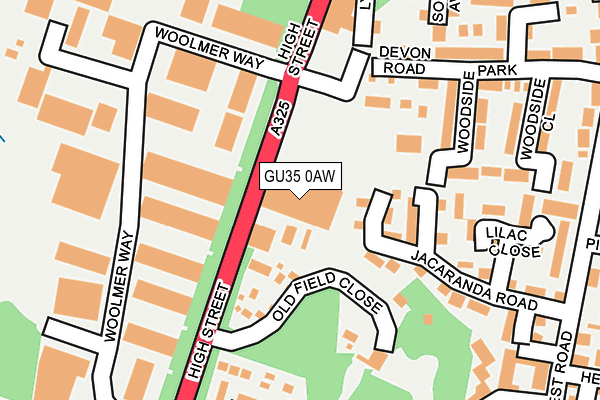 GU35 0AW map - OS OpenMap – Local (Ordnance Survey) GU35 0AW map - OS OpenMap – Local (Ordnance Survey)